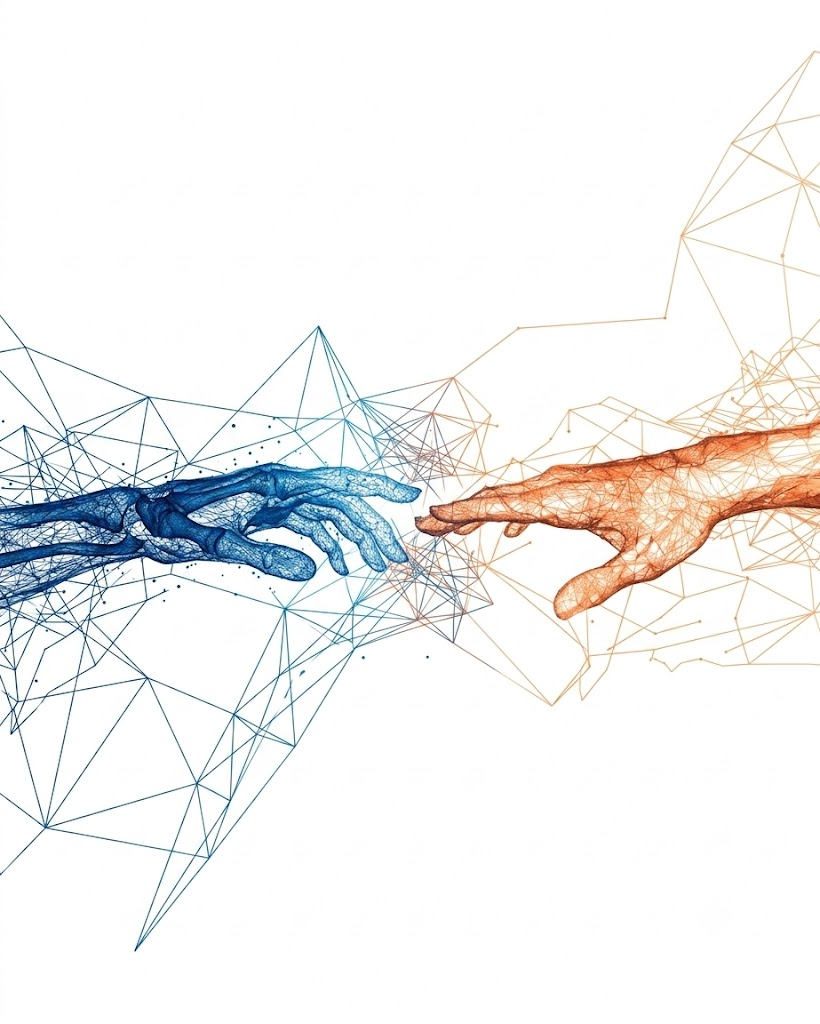 Hands and network artwork